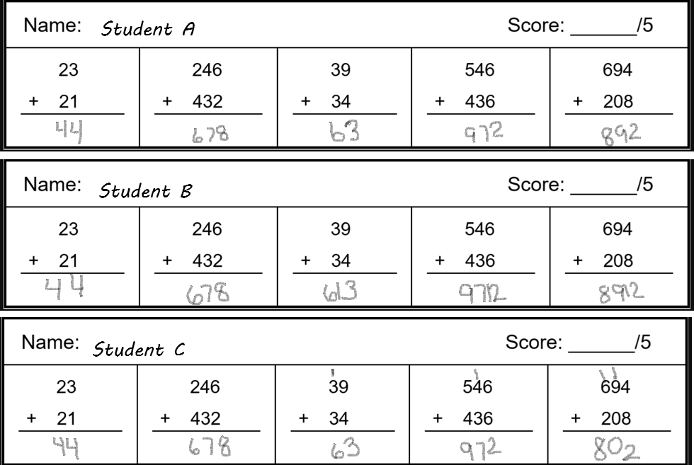 three math activity sheets